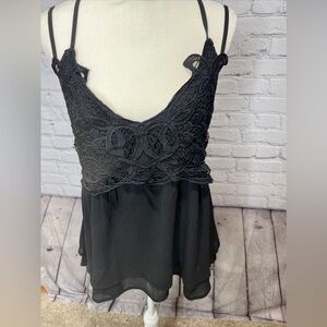 NWT Feager crochet lace baby doll top XL